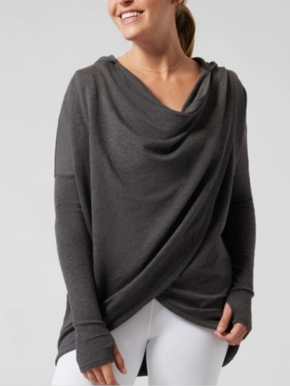 Athleta Gray Purana Wrap Sweatshirt